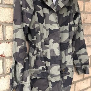 Francesca’s Bomber Hood Military Camouflage Jacket
